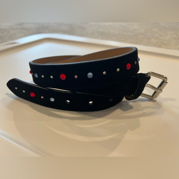 Rebecca Minkoff Black Suede Grain Leather Belt with Colorful Studs Size Small main image 10